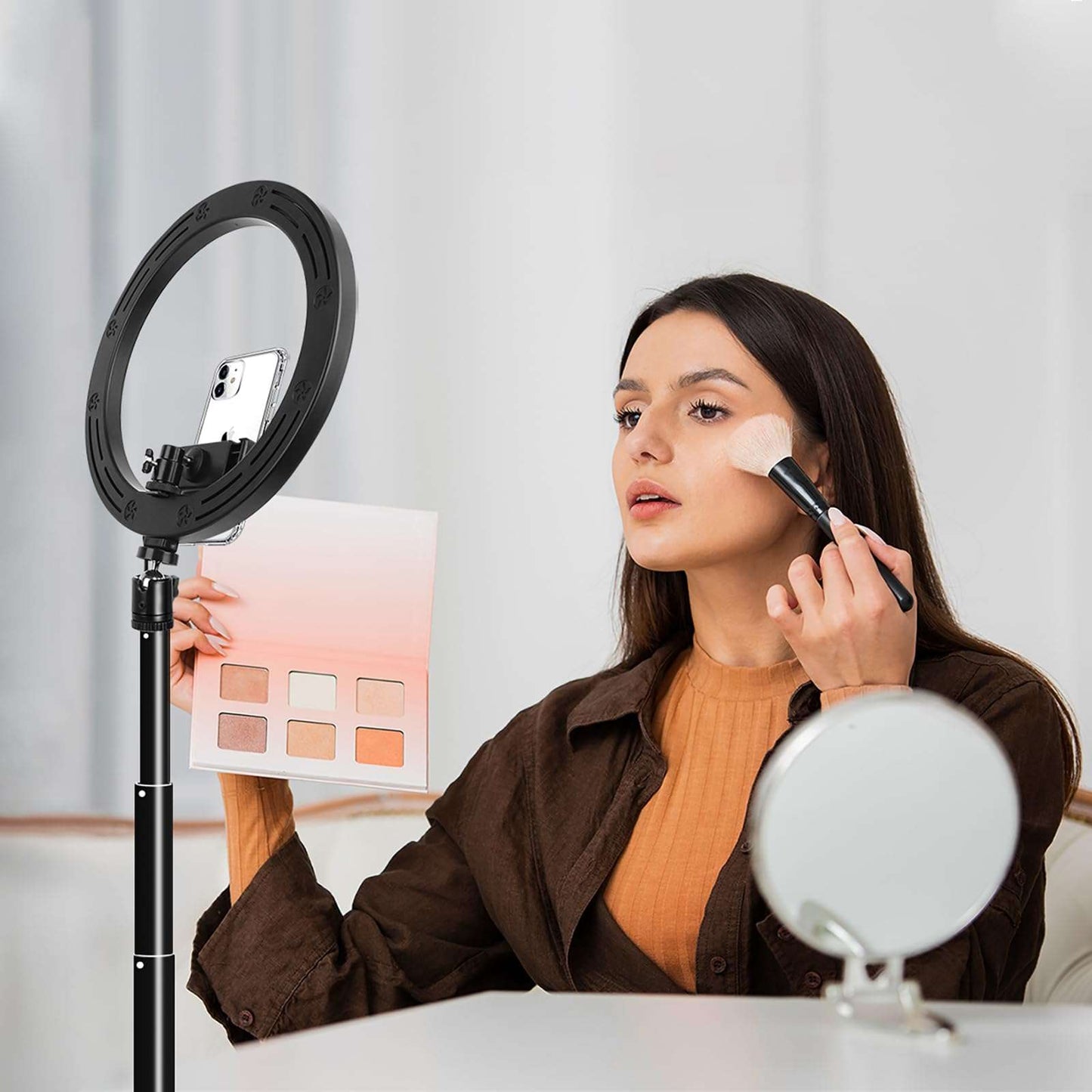 10" Ring Light with 59" Tripod Stand & Phone Holder for YouTube Video, Dimmable Led Ring Light for Camera, Video, Makeup, Selfie Photography Compatible with Smartphone