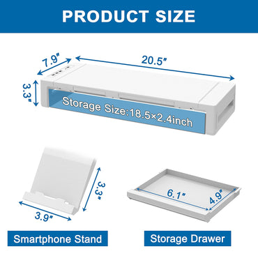 AQQEF Monitor Stand Riser, Foldable Computer Monitor Stand for Desk with USB 3.0 and Charging Prot, Laptop & Monitor Riser for Desk with Storage Drawer and Tablet Phone Hold