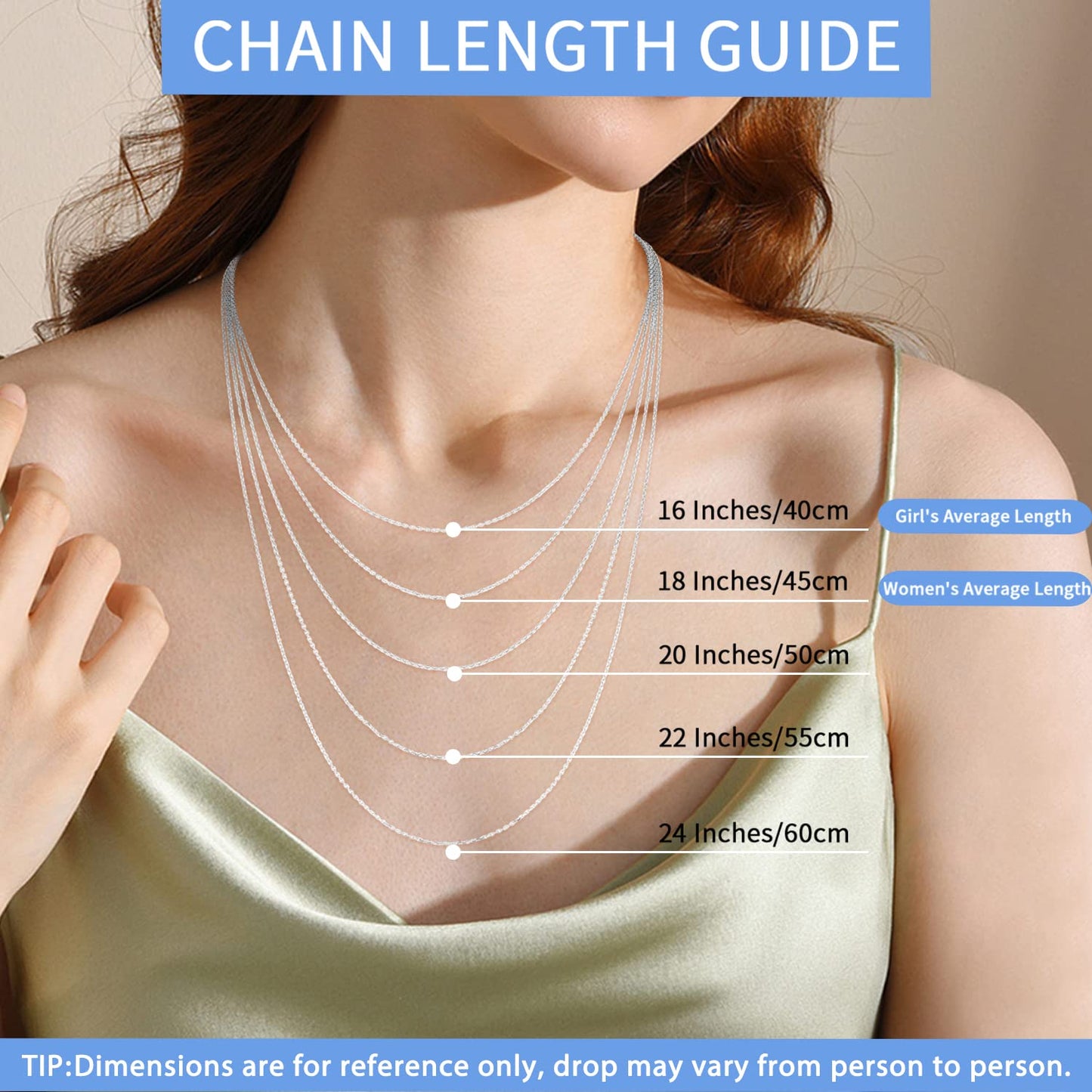 Jewlpire 925 Sterling Silver Chain Necklace Chain for Women Girls 1.1mm Cable Chain Necklace Upgraded Spring-Ring Clasp - Thin & Sturdy - Italian Quality 18 Inch