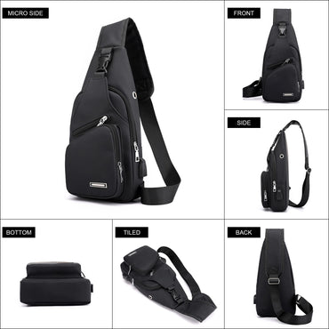 Codoule Sling Shoulder Bag Crossbody Backpack for Men Women Hiking Daypack Multipurpose Cross Body Chest Bag with USB Charger Hole & Headphone Hole for Outdoor Walking Travel