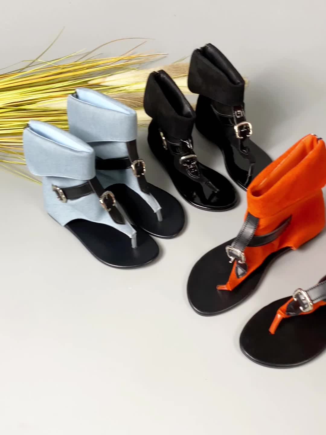 Womens Comfortable Flat Thong Sandals with Adjustable Buckle - Lightweight Summer Footwear featuring Back Zipper - Perfect for Koningsdag Celebrations