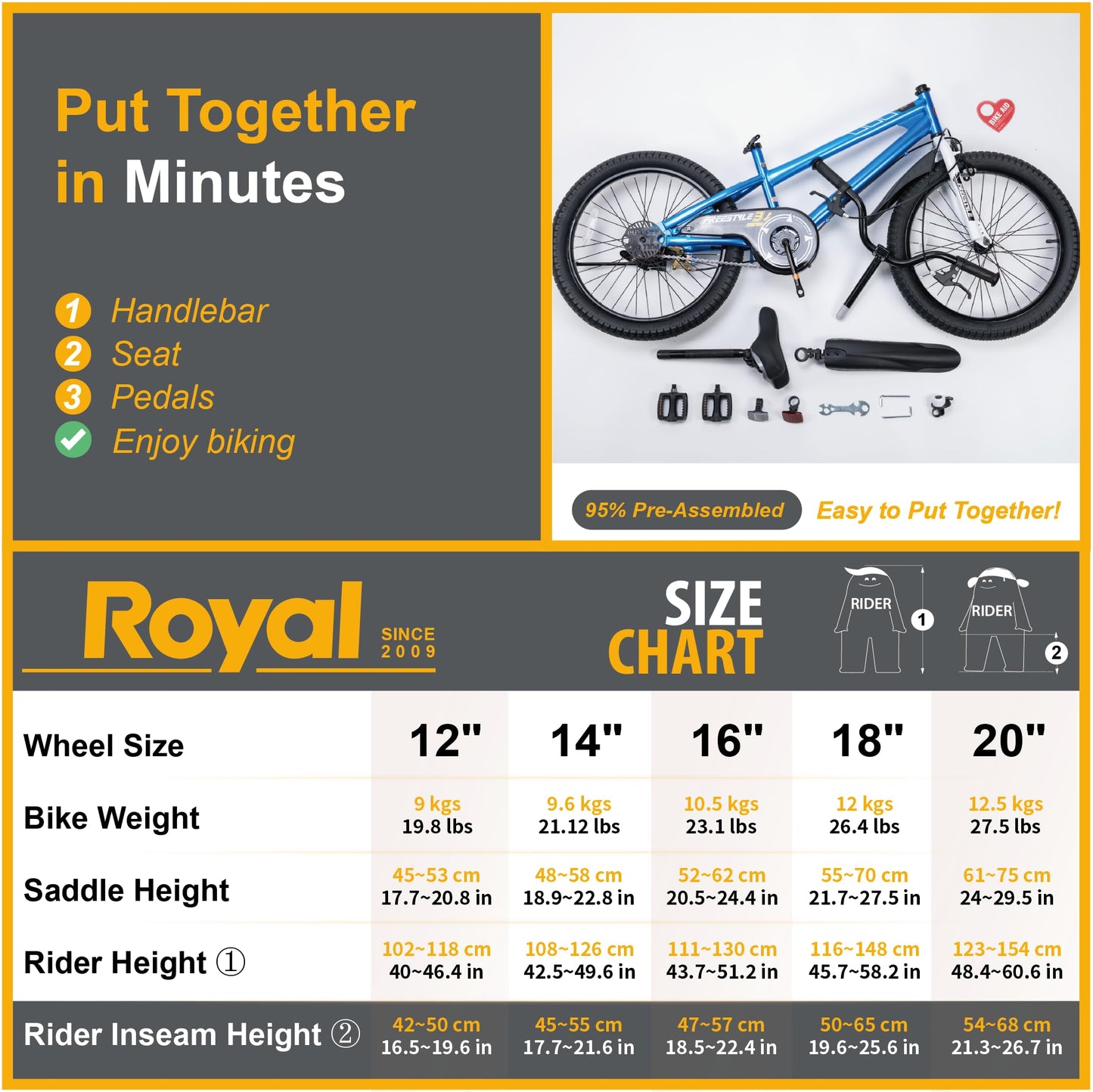 RoyalBaby Freestyle Kids Bike 20 Inch Wheel Bicycle Teens BMX with Dual Hand Brakes Kickstand Boys Girls Ages 6-10 Years, Blue