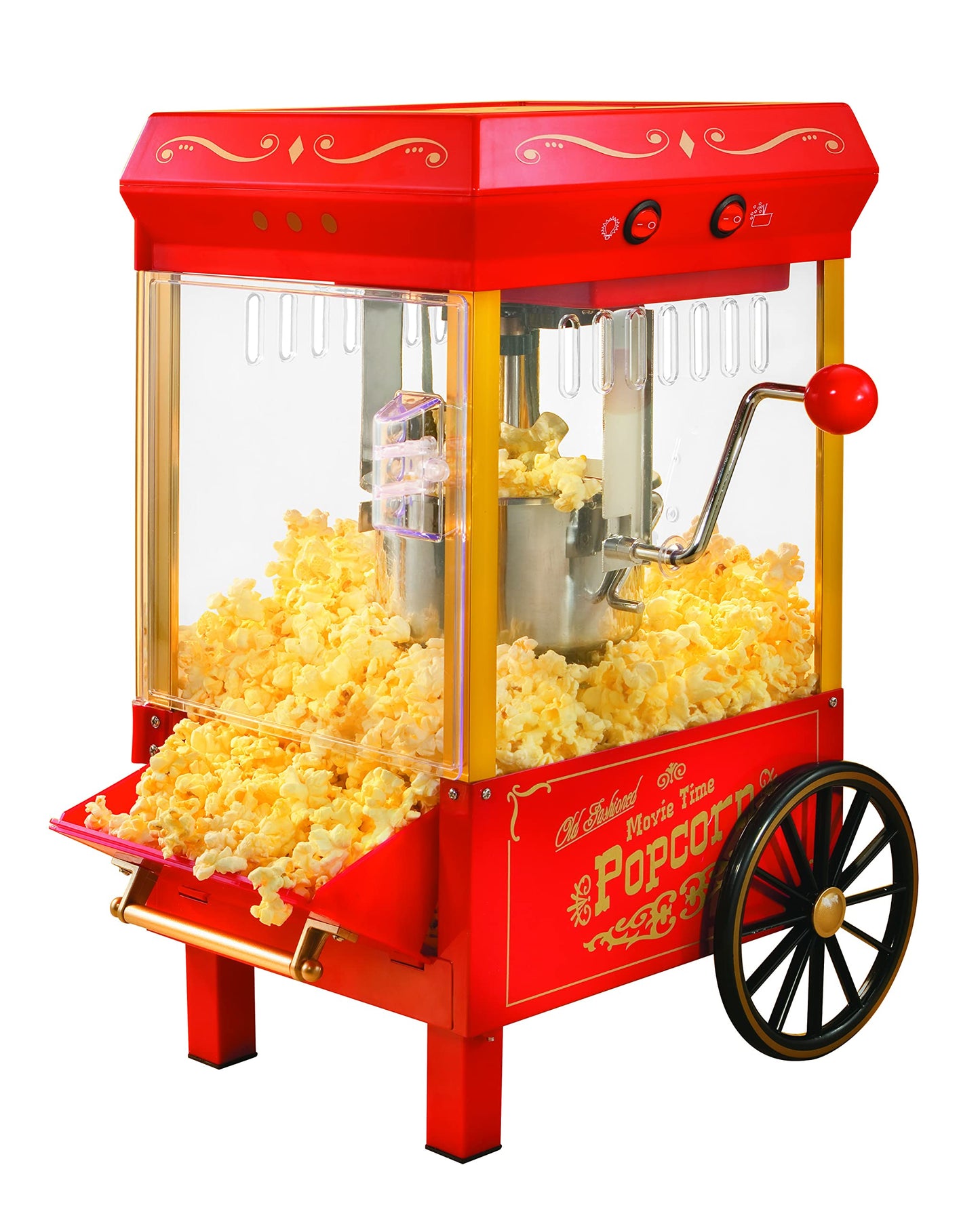 Nostalgia Popcorn Maker Machine - Professional Tabletop With 2.5 Oz Kettle Makes Up to 10 Cups - Vintage Popcorn Machine Movie Theater Style - Red