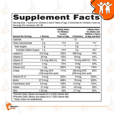 Kirkland Signature Children's Multivitamin, 160 Gummies per Bottle, Vitamins for Kids (Pack of 2)