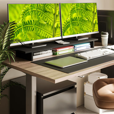BAMEOS Dual Monitor Stand for Desk, 40 Inch Monitor Stand Riser for 2 Monitors, Computer Monitor Stand for Computer/Laptop/Printer/TV