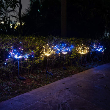 HELESIN Outdoor Solar Garden Lights,105 LED Solar Powered Decorative Stake Landscape Light DIY Flowers Fireworks Stars for Walkway Pathway Backyard Christmas Party Decor 2 Pack(Mulit-Color)