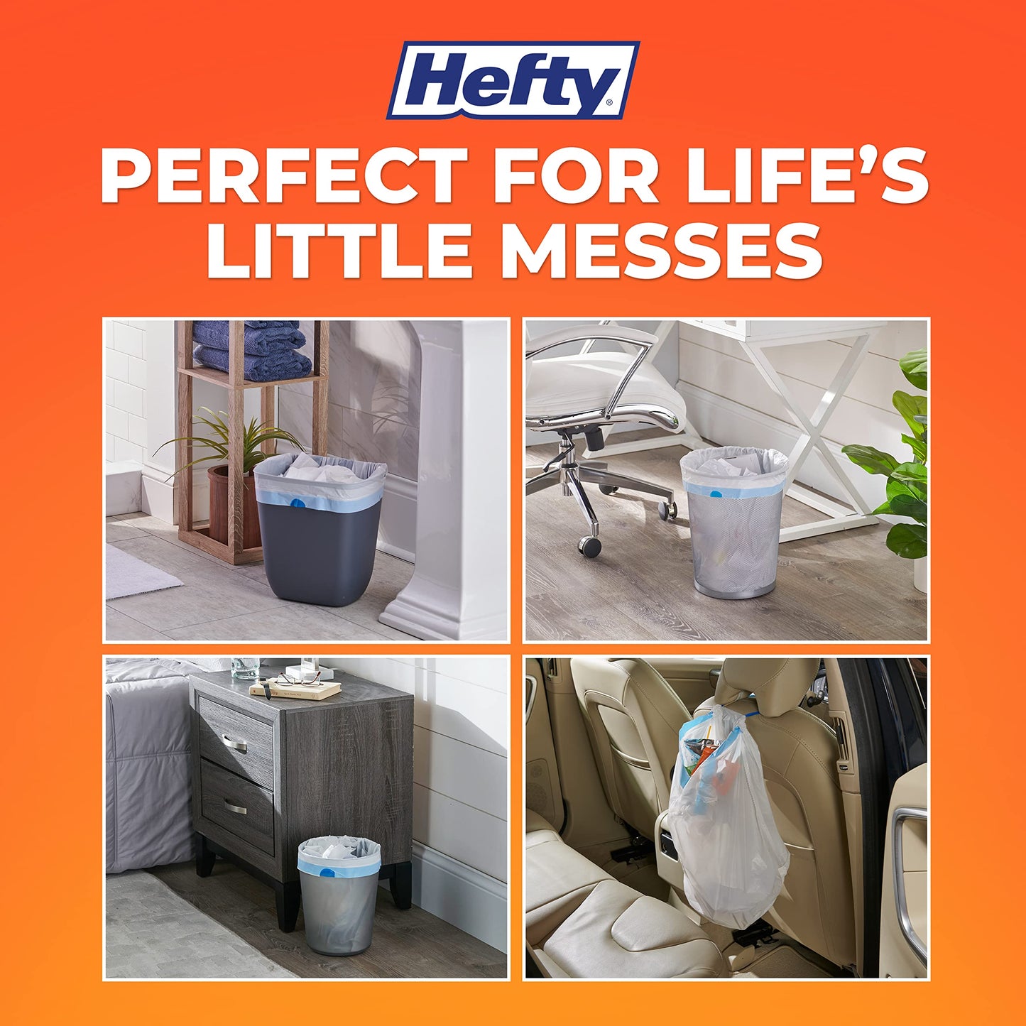 Hefty Small Garbage Bags, Unscented, 4 Gallon, 34 Count