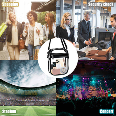 Fibrdoo Clear Crossbody Purse Bag, Clear Bag Stadium Approved with Front Pocket for Concerts Sports Festivals