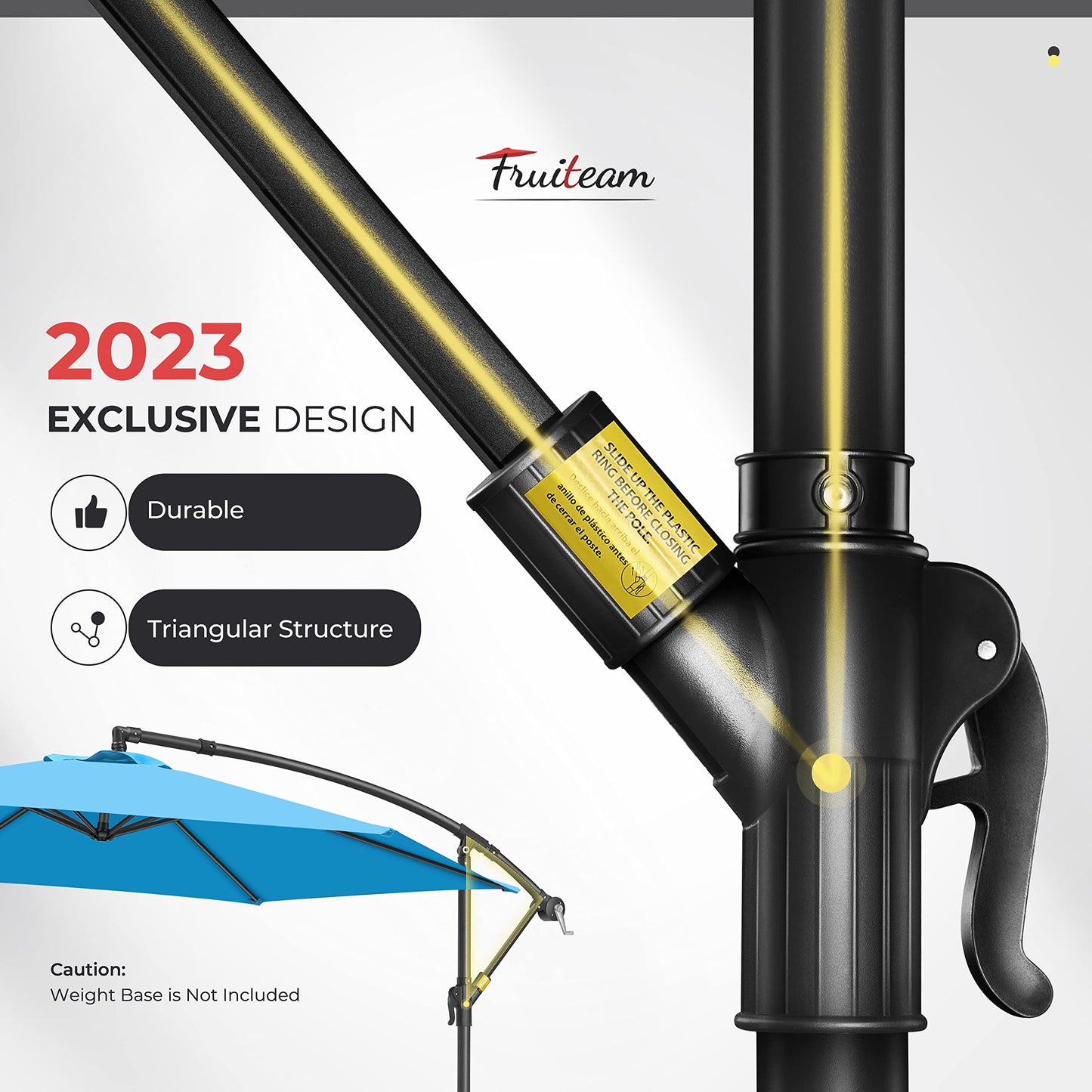 FRUITEAM 10FT Patio Offset Umbrellas Cantilever Umbrella, Large Hanging Market Umbrella Large with Crank & Cross Bar, Waterproof UV Protection Outdoor Umbrella with Ventilation for Backyard/Garden…