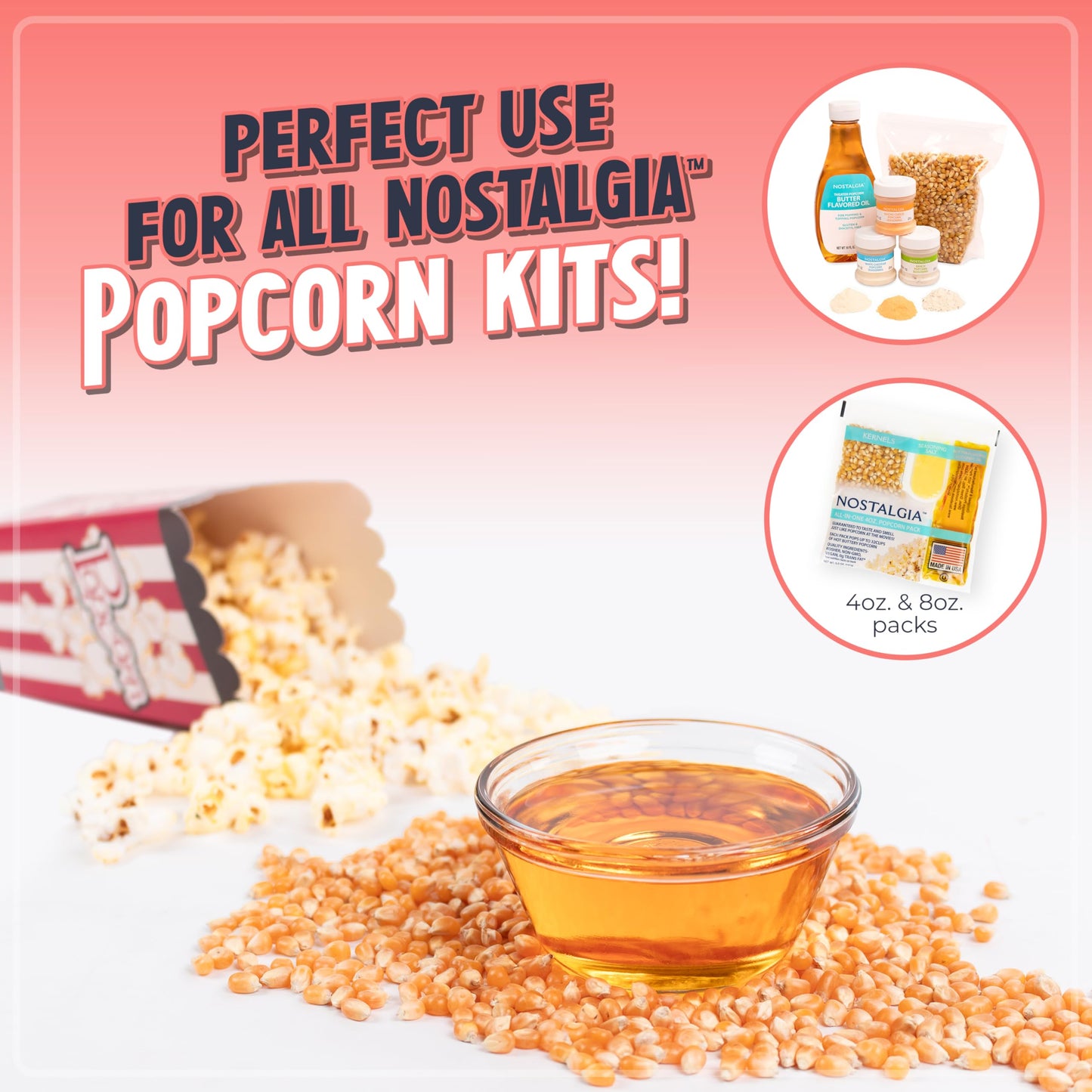 Nostalgia Popcorn Maker Machine - Professional Tabletop With 2.5 Oz Kettle Makes Up to 10 Cups - Vintage Popcorn Machine Movie Theater Style - Red