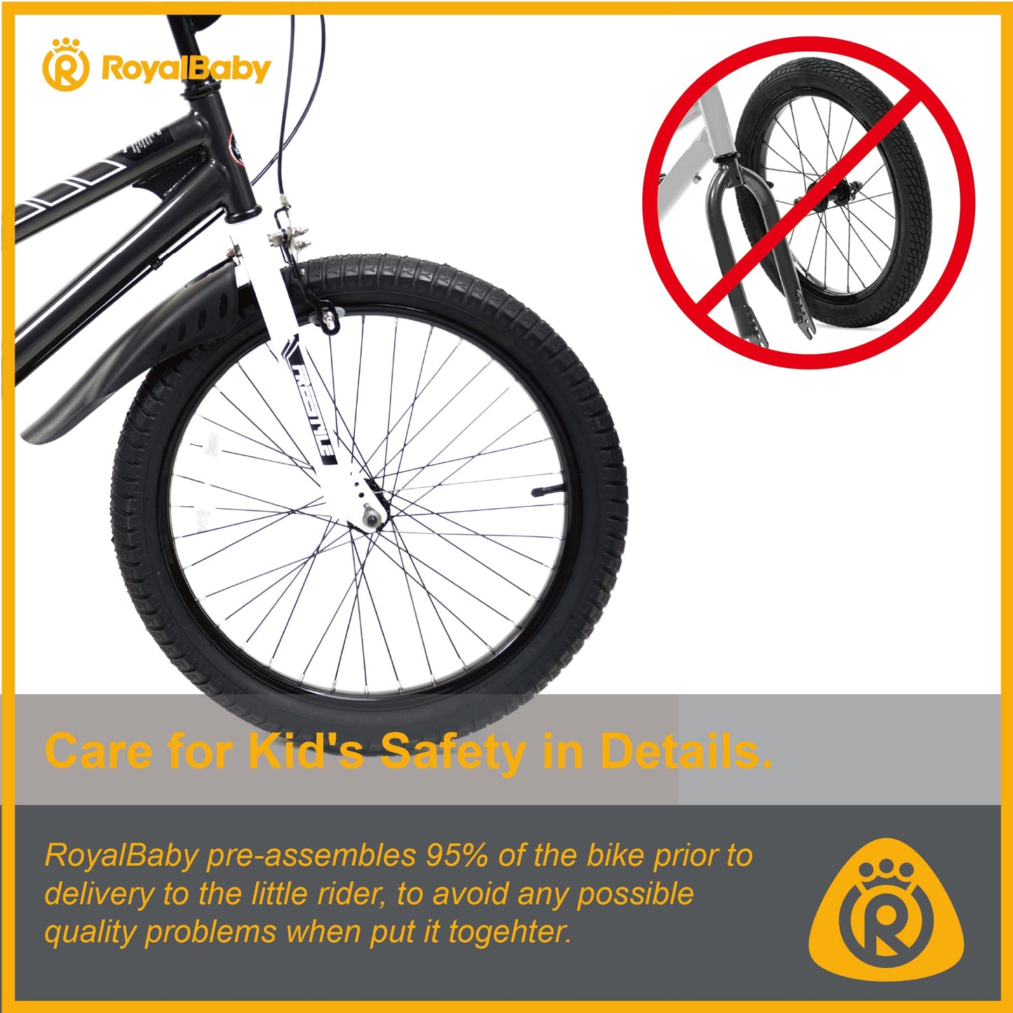 Royalbaby Freestyle Kids Bike 20 Inch Wheel Bicycle Teens BMX with Dual Hand Brakes Kickstand Boys Girls Ages 6-10 Years, Black