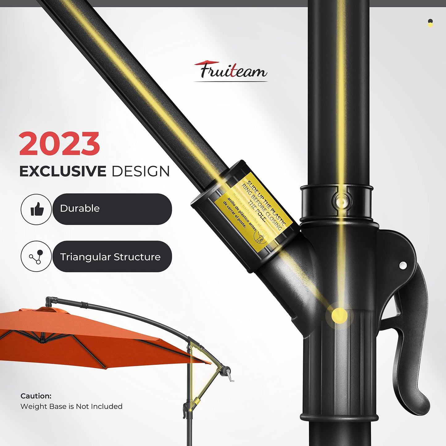 FRUITEAM 10Ft Offset Patio Umbrella, Cantilever Hanging Umbrellas, Outdoor Umbrella Large Market Umbrella with Crank & Cross Bar, Waterproof UV Protection UPF50+ for Garden/Pool/Backā¦