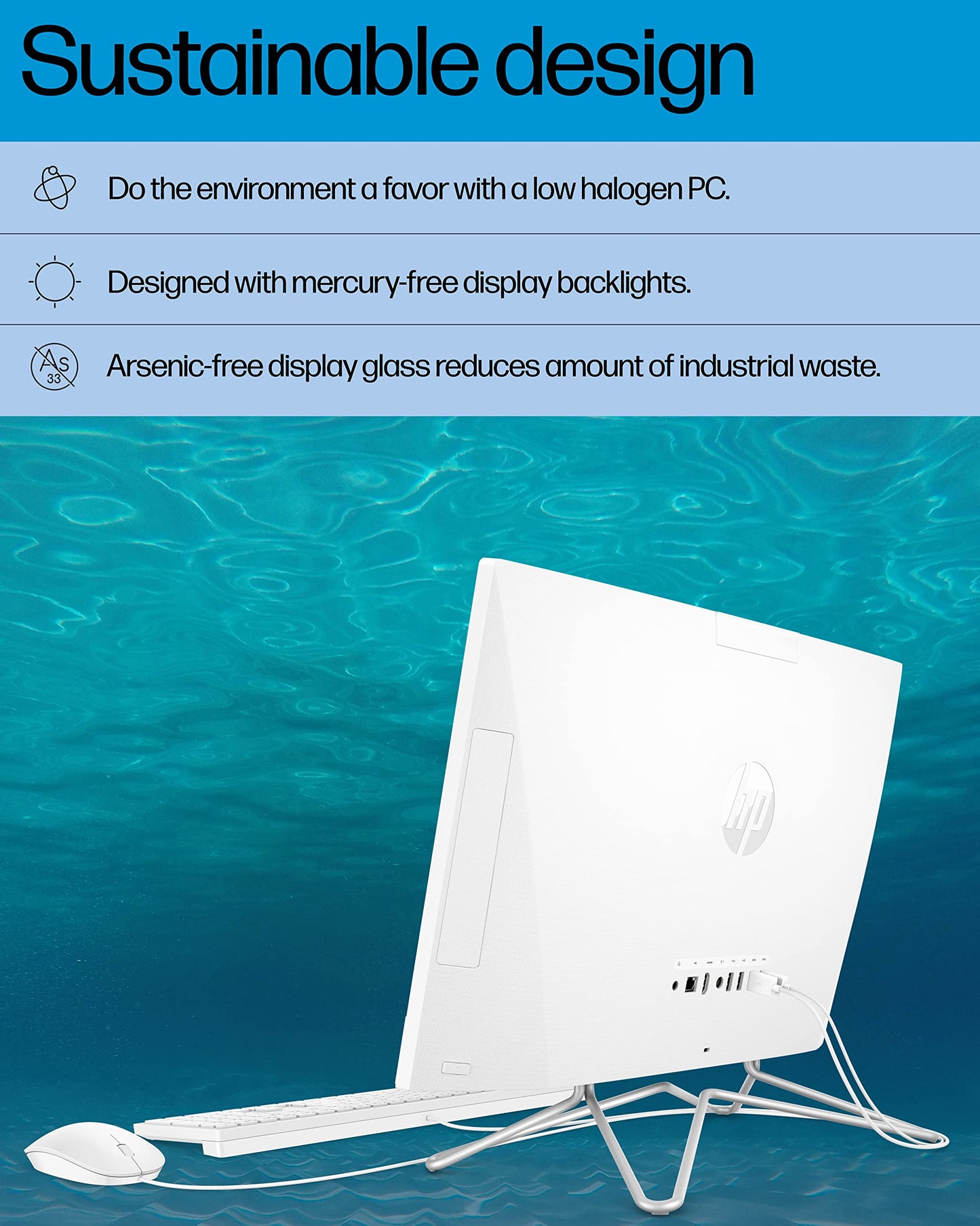 HP All-in-One PC Desk Computer, 21.5" Full HD Micro-Edge Display, AMD Ryzen 3 Processor, AMD Radeon Graphics, 8 GB SDRAM, 256 GB SSD, Windows11 Home OS, MU-MIMO, Bluetooth, and Wi-Fi (22-dd0032, 2022)