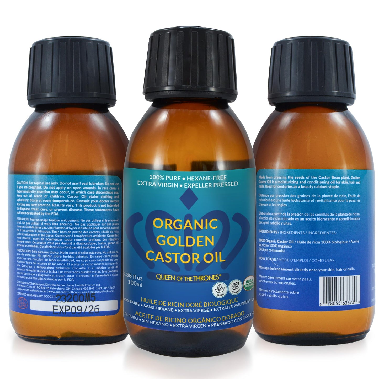 QUEEN OF THE THRONES Kids Castor Oil Pack - Organic Cotton Flannel (3.38oz Organic Castor Oil Included)
