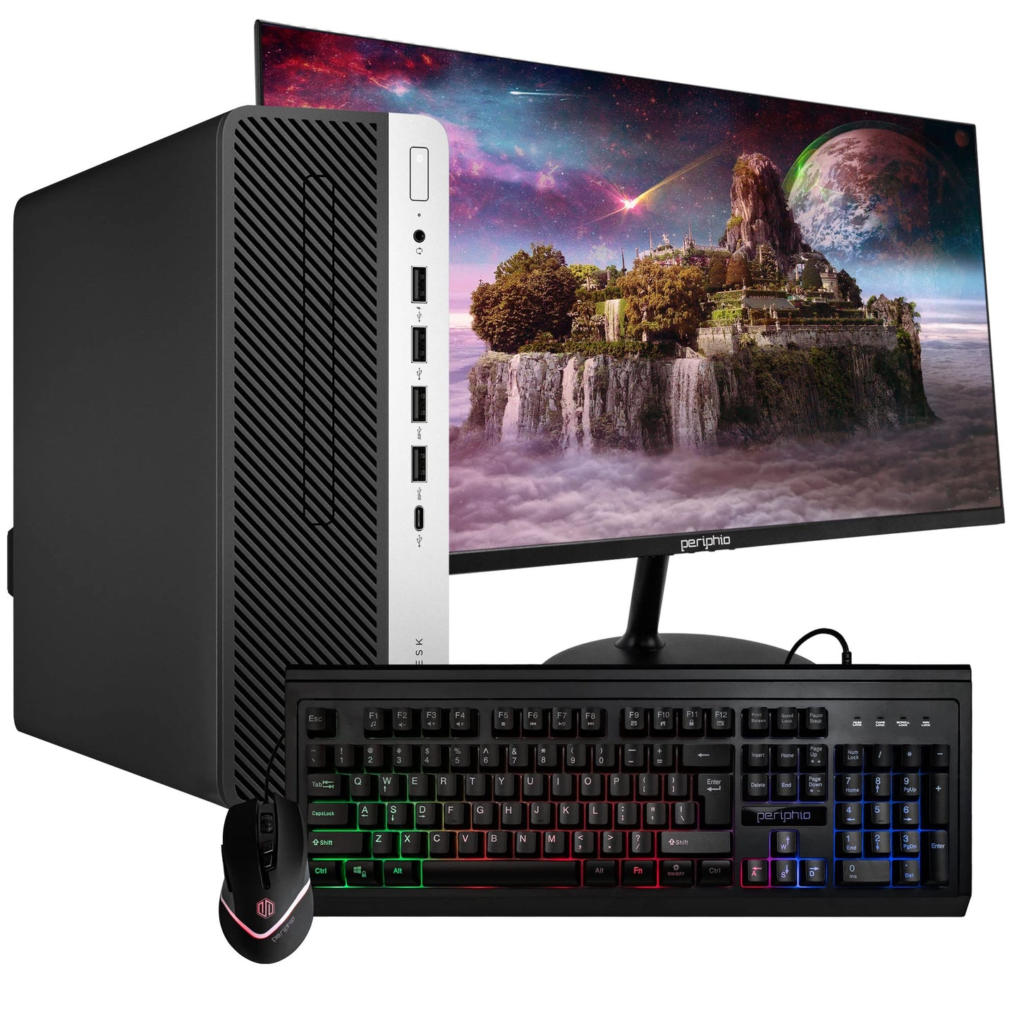 HP ProDesk 600G4 Desktop Computer | Hexa Core Intel i5 (3.2GHz) | 16GB DDR4 RAM | 500GB SSD Solid State | Windows 11 Pro | New 24in LCD Monitor | RGB Keyboard & Mouse | Home or Office PC (Renewed)