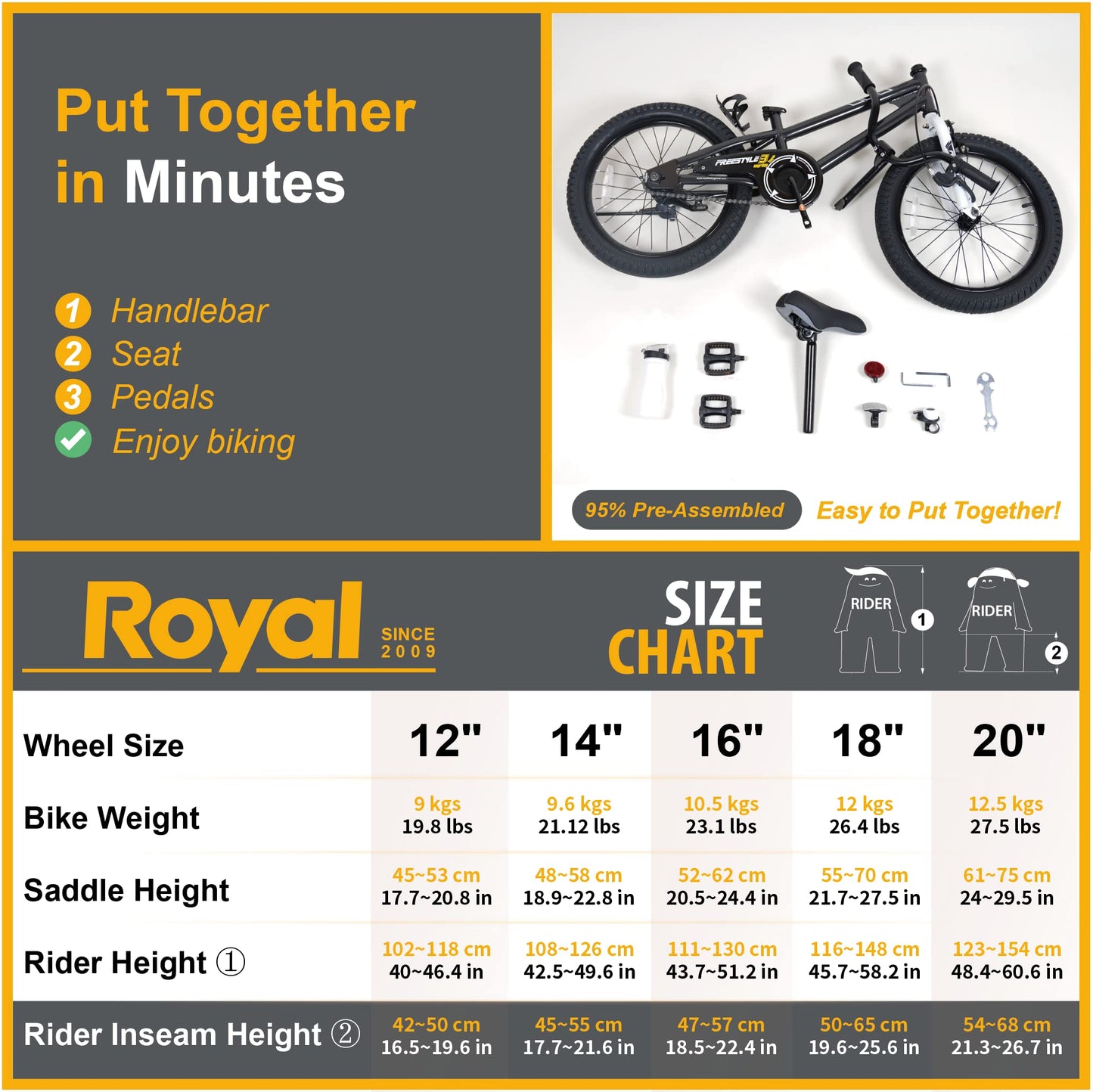 Royalbaby Freestyle Dual Handbrakes Kids Bike, 18 Inch Wheels Learning Bicycle for Beginners Boys Girls Age 5-9 Years, Black