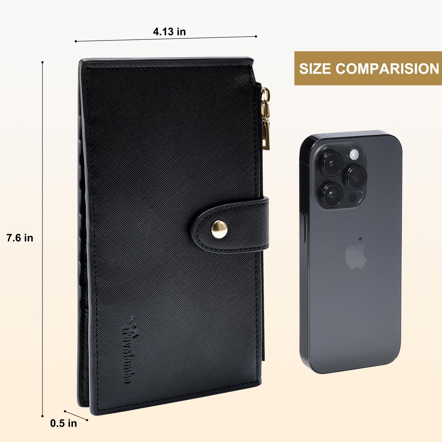 Travelambo Wallet Women RFID Blocking Bifold Multi Card Wallet Case with Zipper Pocket RFID Wallet Women (Black)