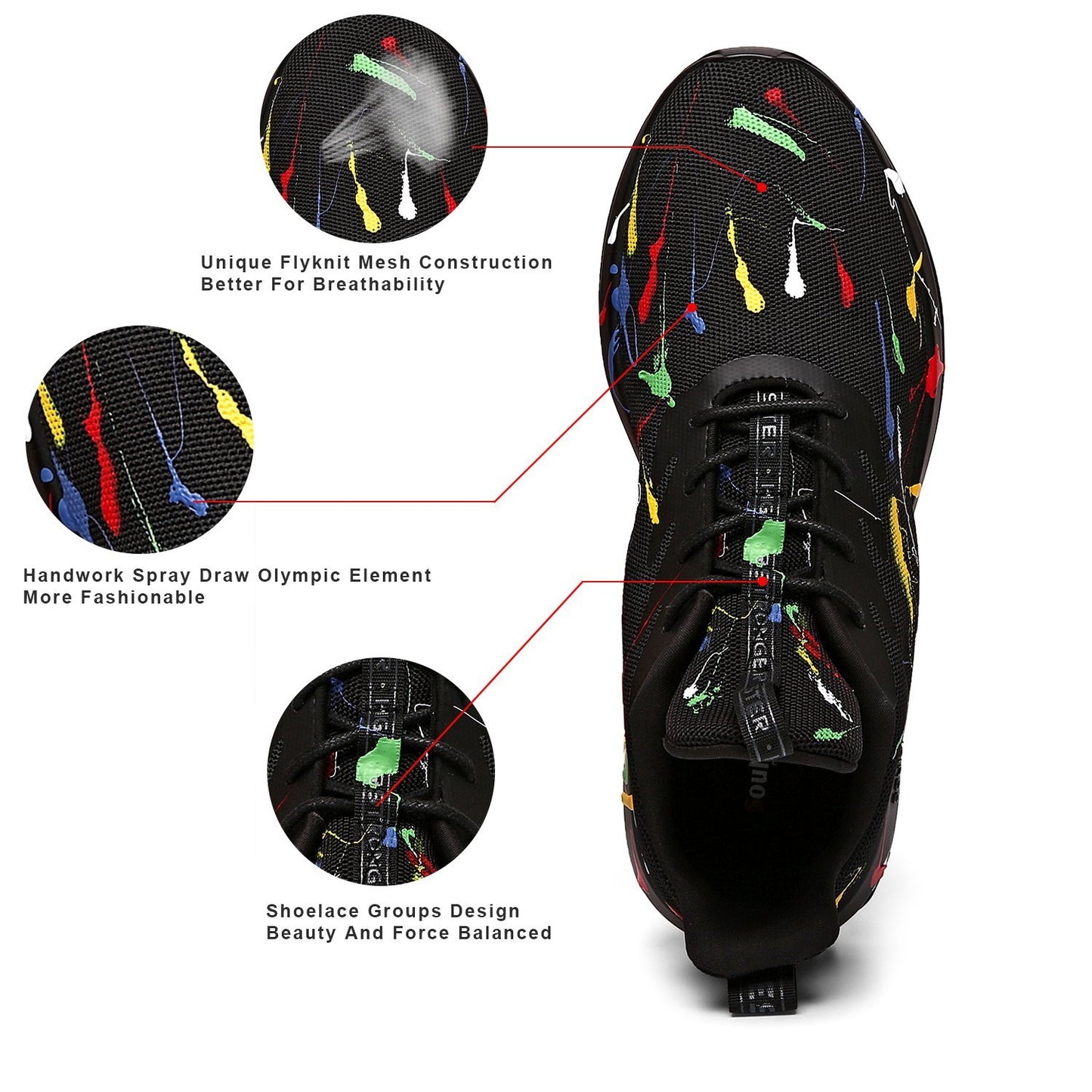 Soulsfeng Mens Running Shoes Lightweight Breathable Fashion Stylish Sports Workout Gym Tennis Walking Black Sneakers for Men Size 13 US