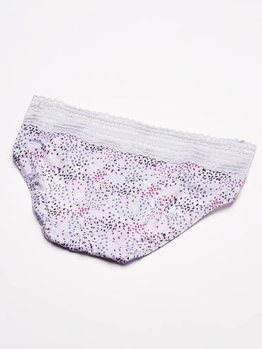 Warner's womens Blissful Benefits No Muffin 3 Pack Hipster Panties, Navy Ink/White/Lilac Petals Print, Small US