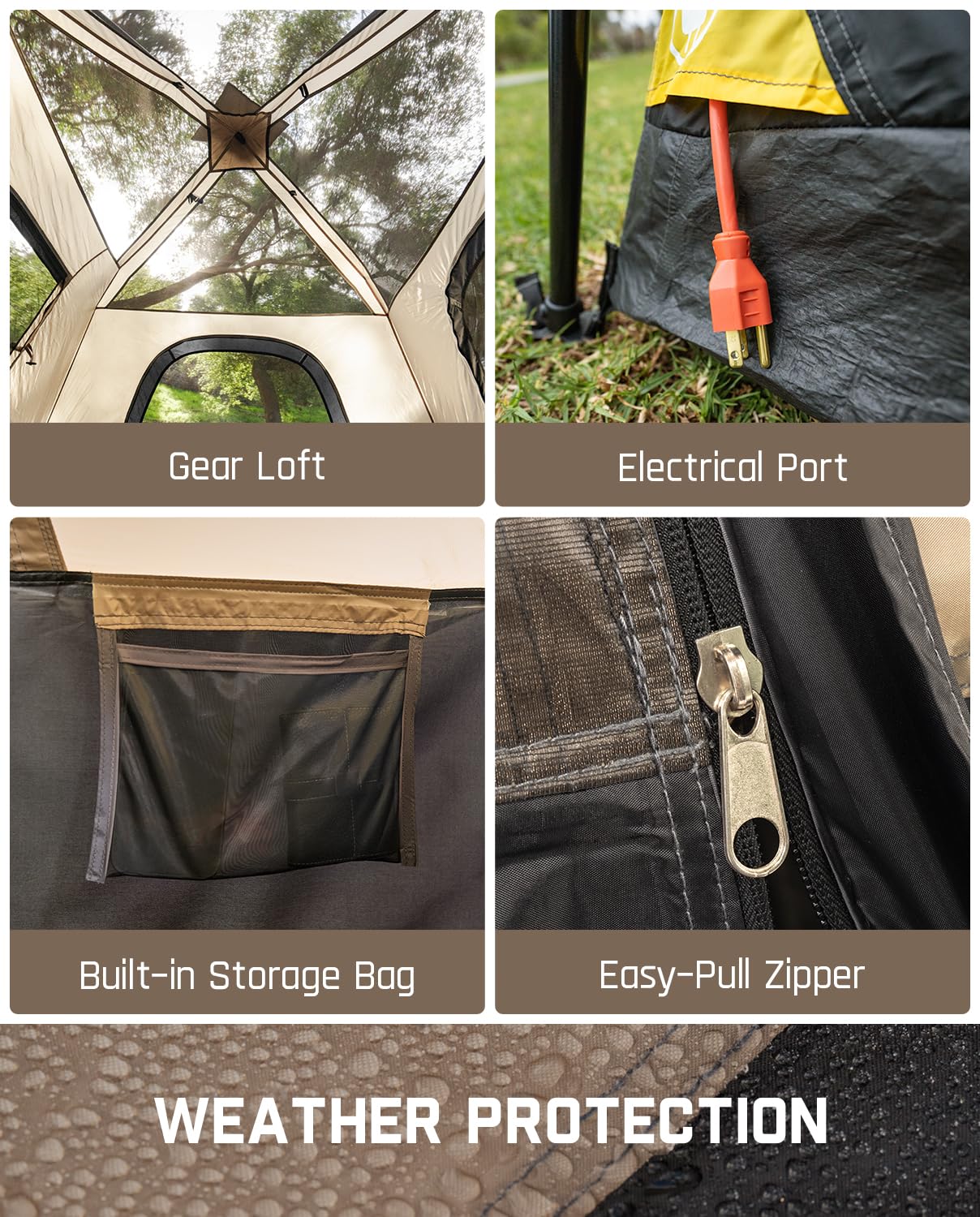 FanttikOutdoor Zeta C6 Pro Camping Tent 6 Person Instant Cabin Tent Setup in 60 Seconds with Rainfly & Windproof Portable Tent with Carry Bag for Family Camping & Hiking, Upgraded Ventilation
