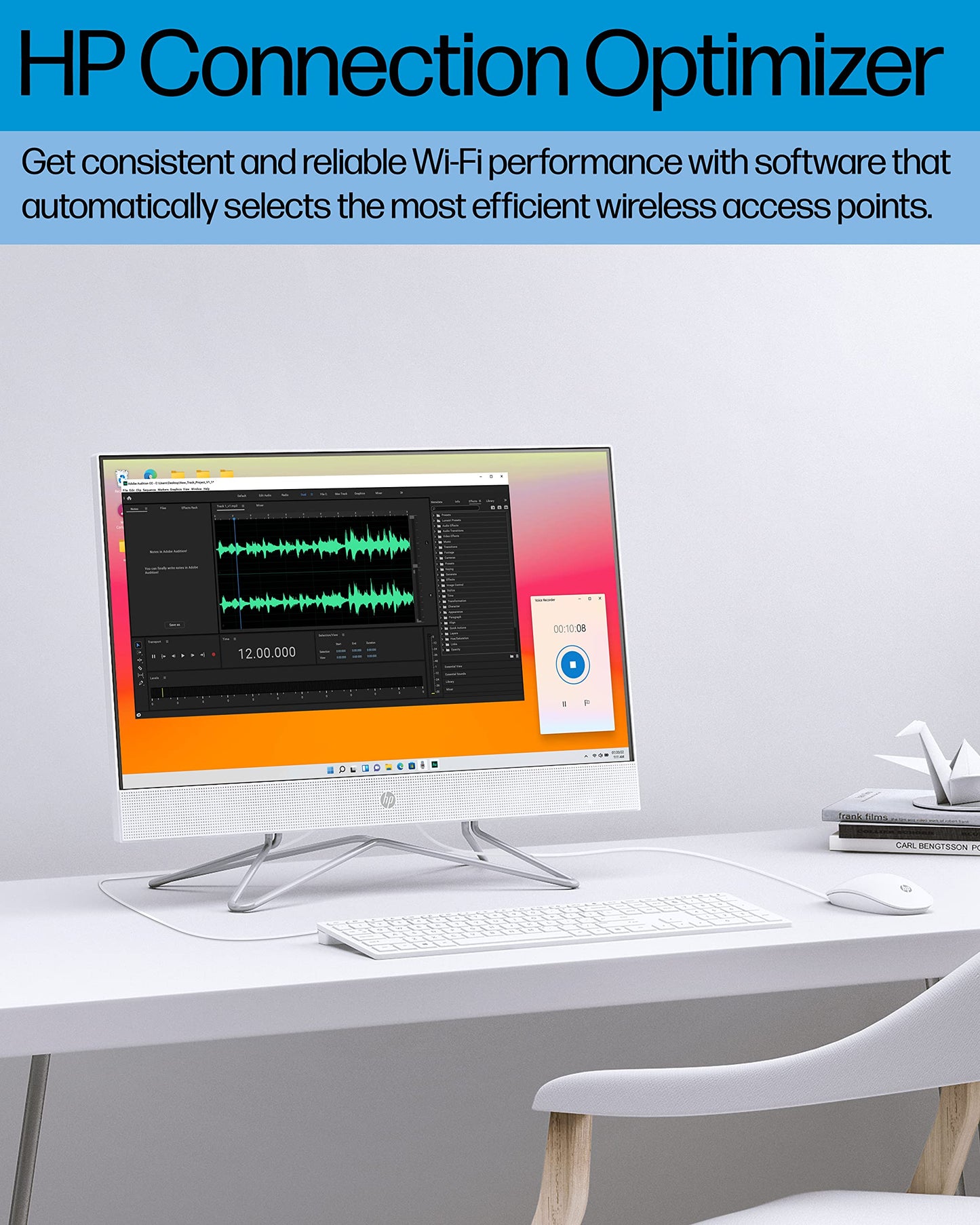 HP All-in-One PC Desk Computer, 21.5" Full HD Micro-Edge Display, AMD Ryzen 3 Processor, AMD Radeon Graphics, 8 GB SDRAM, 256 GB SSD, Windows11 Home OS, MU-MIMO, Bluetooth, and Wi-Fi (22-dd0032, 2022)
