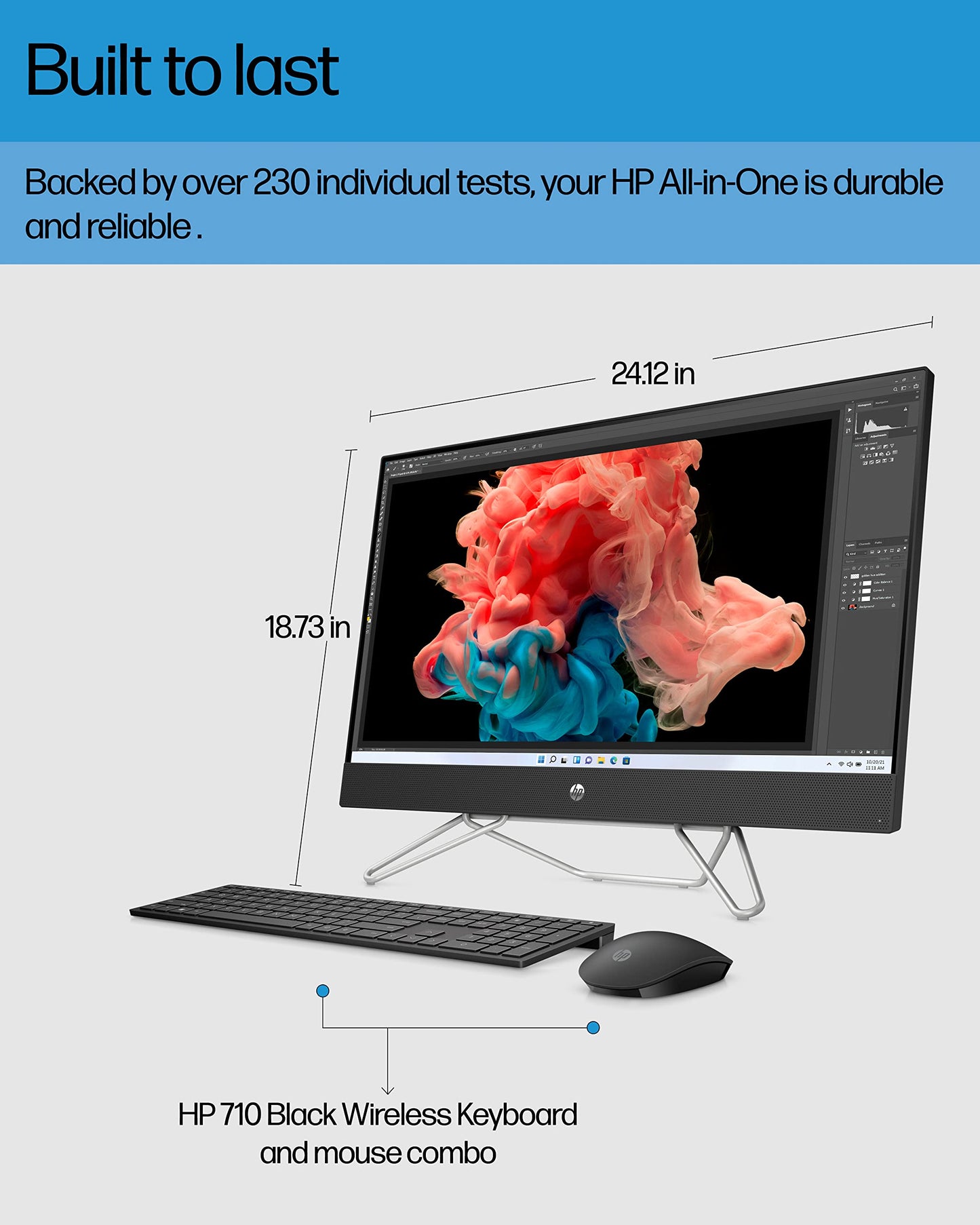 HP All-in-One Bundle PC, 27" FHD Micro-Edge Display, 12th Generation Intel Core i7 Processor, Iris X Graphics, 12 GB RAM, 256 GB SSD+1 TB, Windows 11 Pro OS, Wi-Fi (27-cb1072, 2022)