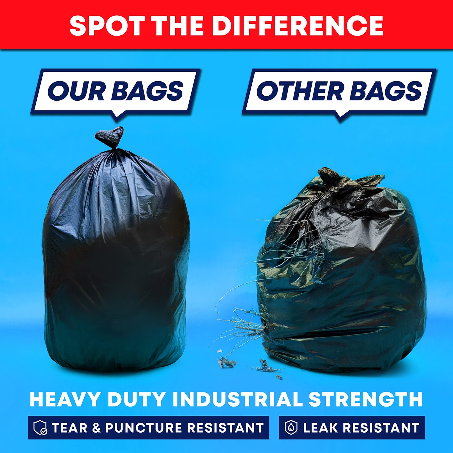 Tasker 30-33 Gallon Trash Bags (Value 250 Bags), Black Garbage Bags 30 Gallon - 32 Gallon - 33 Gallon - 35 Gallon. High Density Bags