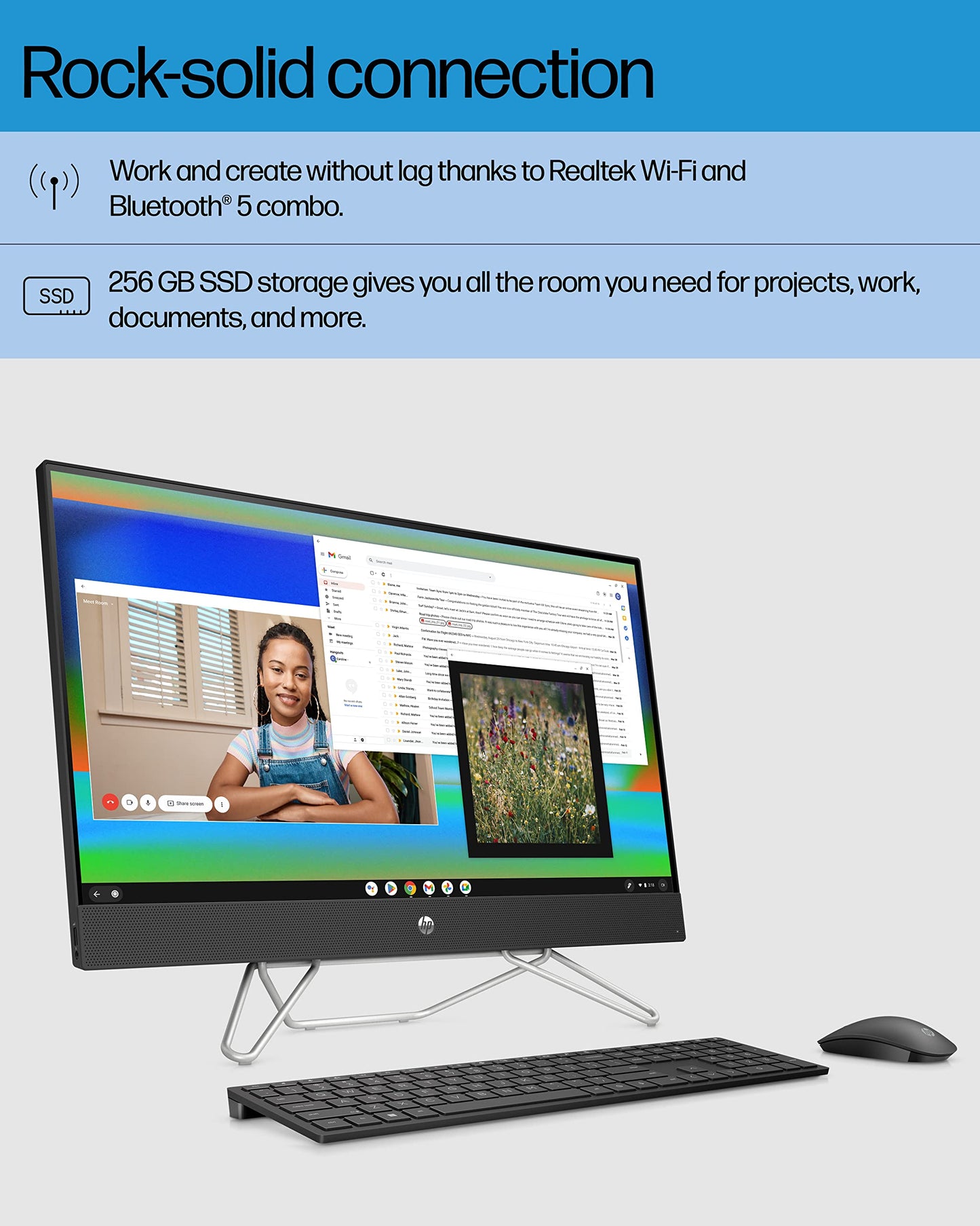HP All-in-One Bundle PC, 27" FHD Micro-Edge Display, 12th Generation Intel Core i7 Processor, Iris X Graphics, 12 GB RAM, 256 GB SSD+1 TB, Windows 11 Pro OS, Wi-Fi (27-cb1072, 2022)