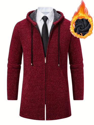 Men's Autumn And Winter Plush Thick Warm Mid Length Hooded Cardigan Best Sellers