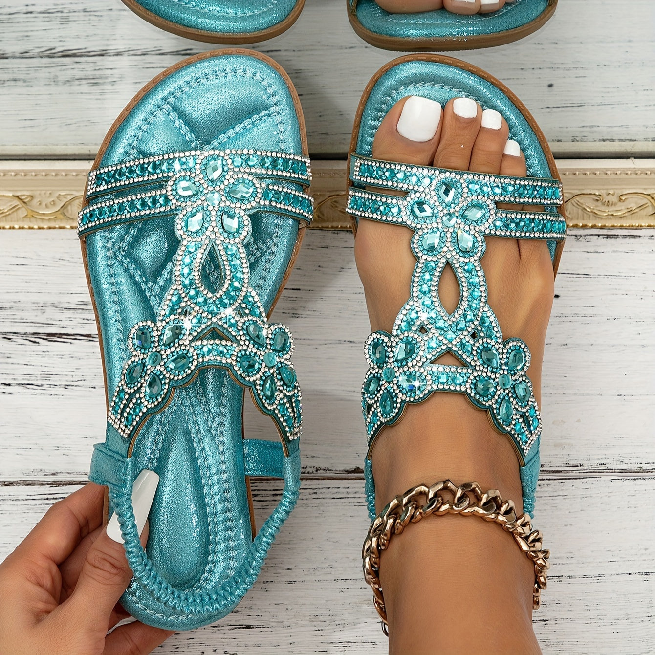 Shui Zuan Cool Sandals Women's 2023 New Plus Size Summer Slope With Fashion Lady Bohemian Fairy Wind With Skirt Shoes