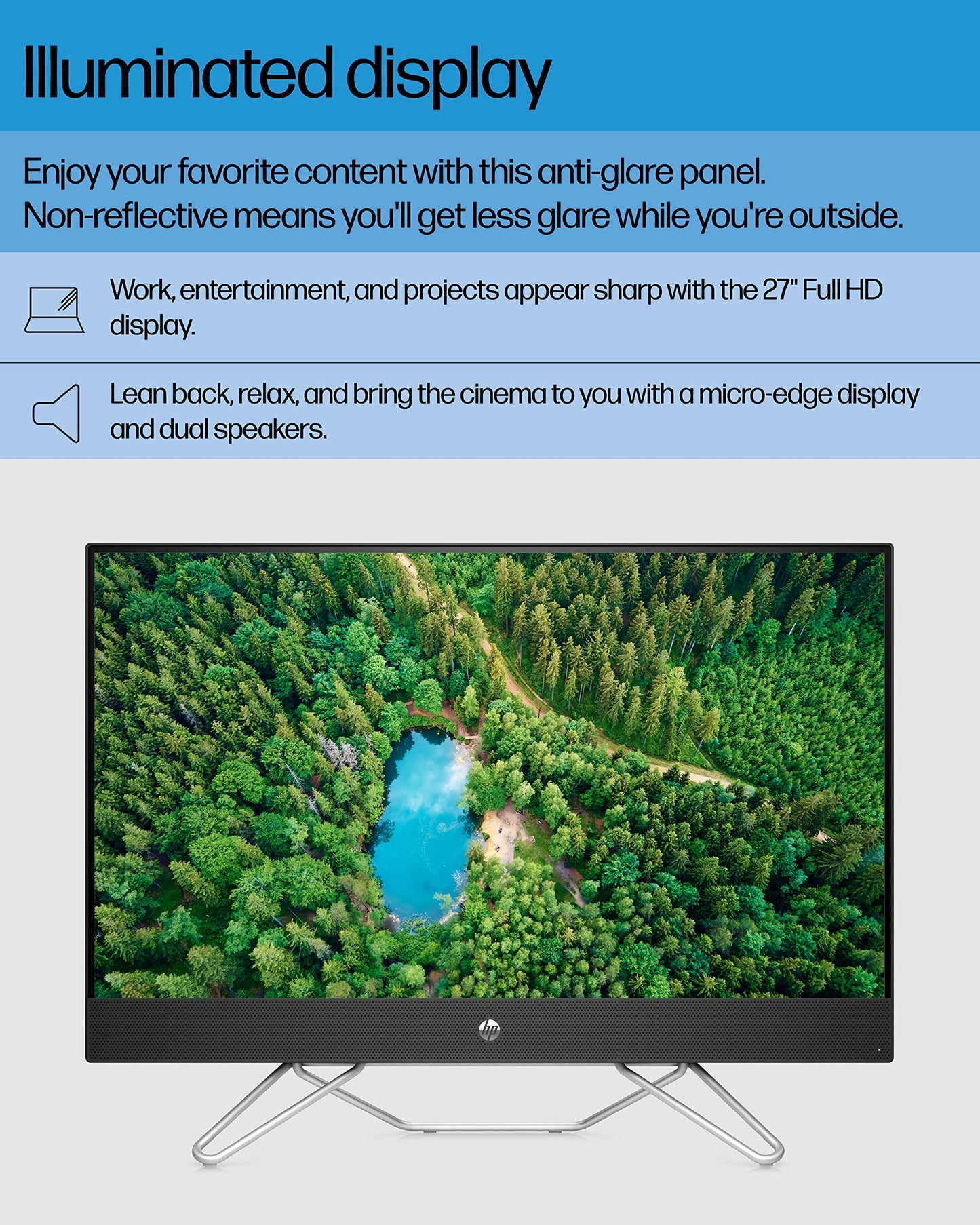 HP All-in-One Bundle PC, 27" FHD Micro-Edge Display, 12th Generation Intel Core i7 Processor, Iris X Graphics, 12 GB RAM, 256 GB SSD+1 TB, Windows 11 Pro OS, Wi-Fi (27-cb1072, 2022)