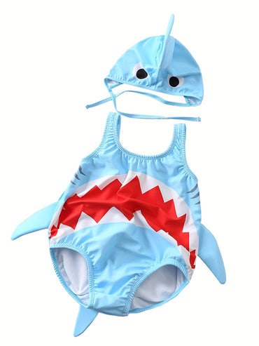 Toddler Boys Shark Swimsuit With Sponges Baby Bathing Suit With Sun Hat Baby Boy And Girl Swimsuit Kids Clothes Beach Vacation