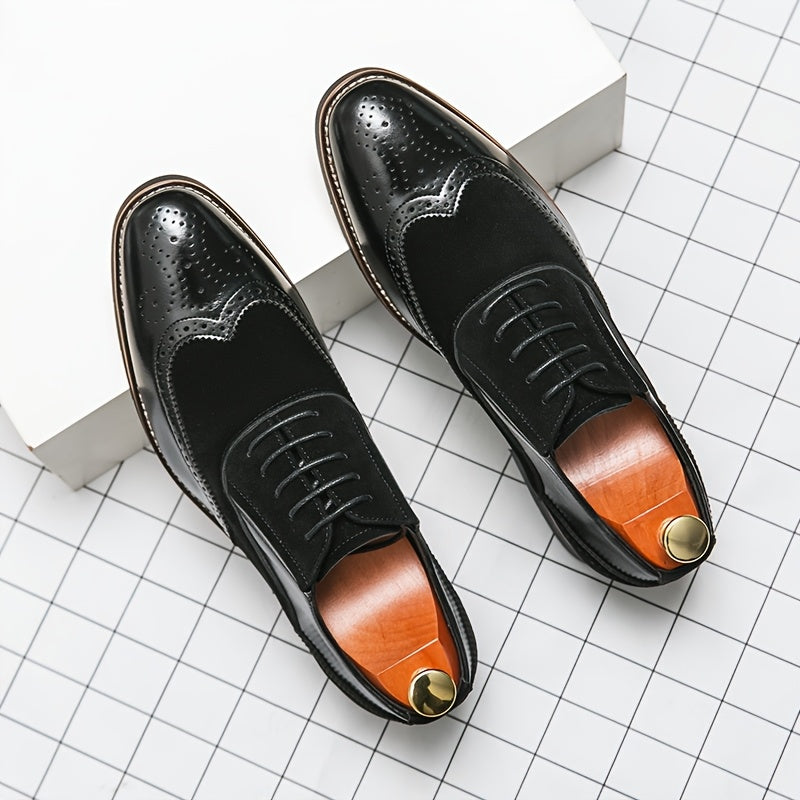 Men's Dress Shoes Leather Classic Formal Men Oxfords Retro Derby Oxford Black / US 6.5
