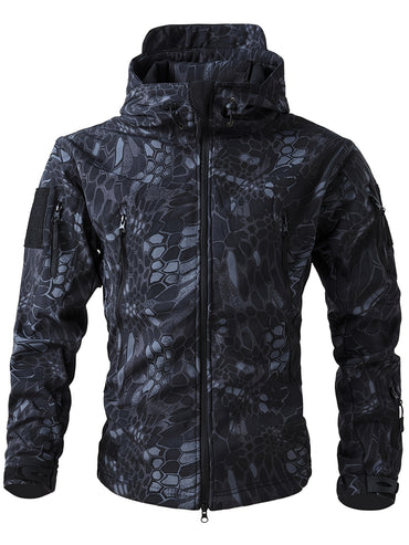 Warm Fleece Hooded Windbreaker Jacket, Men's Casual Zip Up Jacket Coat For Fall Winter Outdoor Hiking Camping Cycling