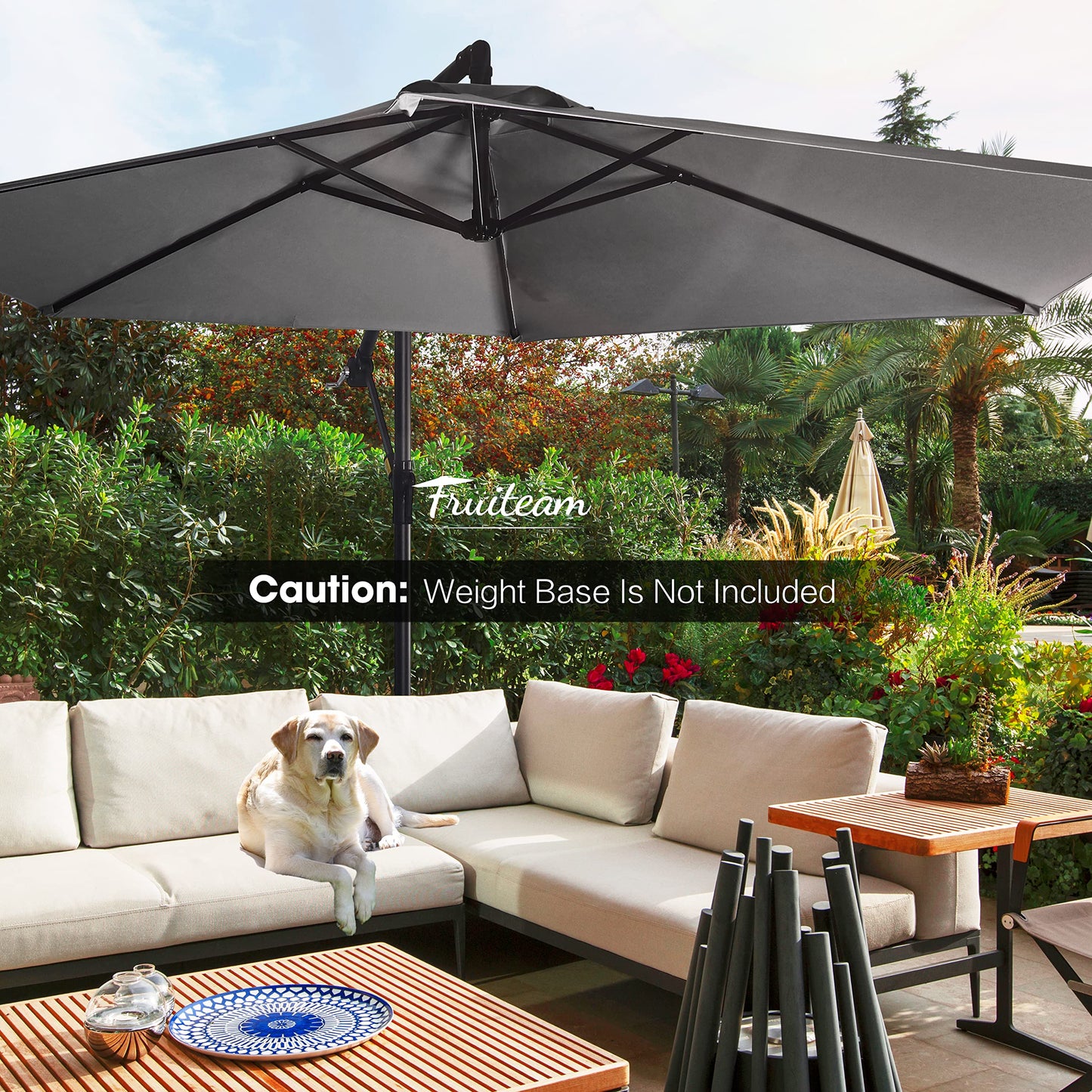 FRUITEAM 10FT Patio Offset Umbrellas Cantilever Umbrella, Large Hanging Market Umbrella Large with Crank, Waterproof UV Protection Outdoor Umbrella with Ventilation for Backyard/Garden