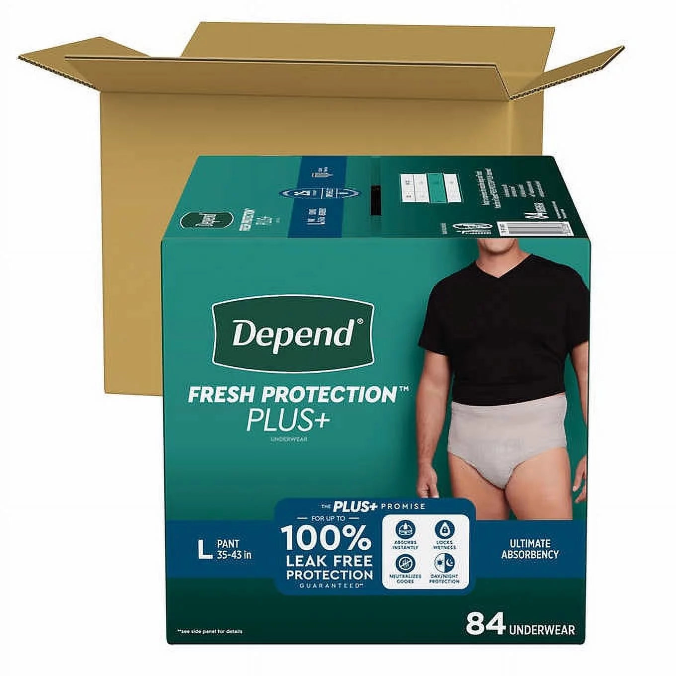 Fresh Protection Incontinence Underwear for Men, Grey - Large, 40 units –  Depend : Incontinence