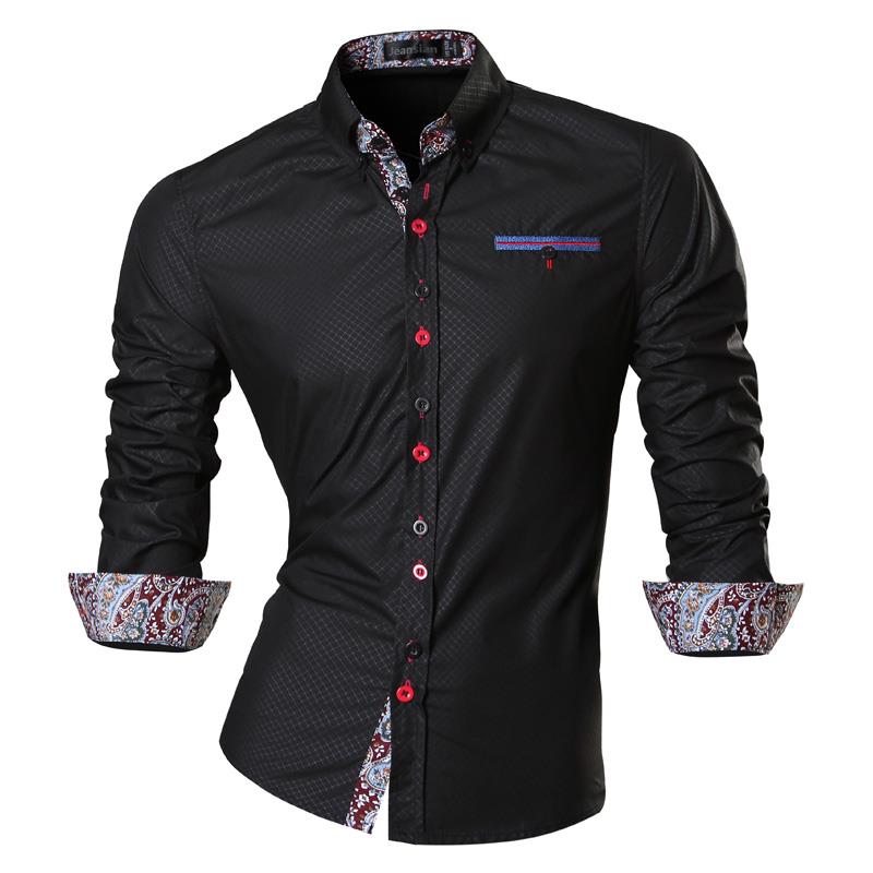 jeansian Spring Autumn Features Shirts Men Casual Shirt Long Sleeve Male Shirts Zipper Decoration (No Pockets) Z018