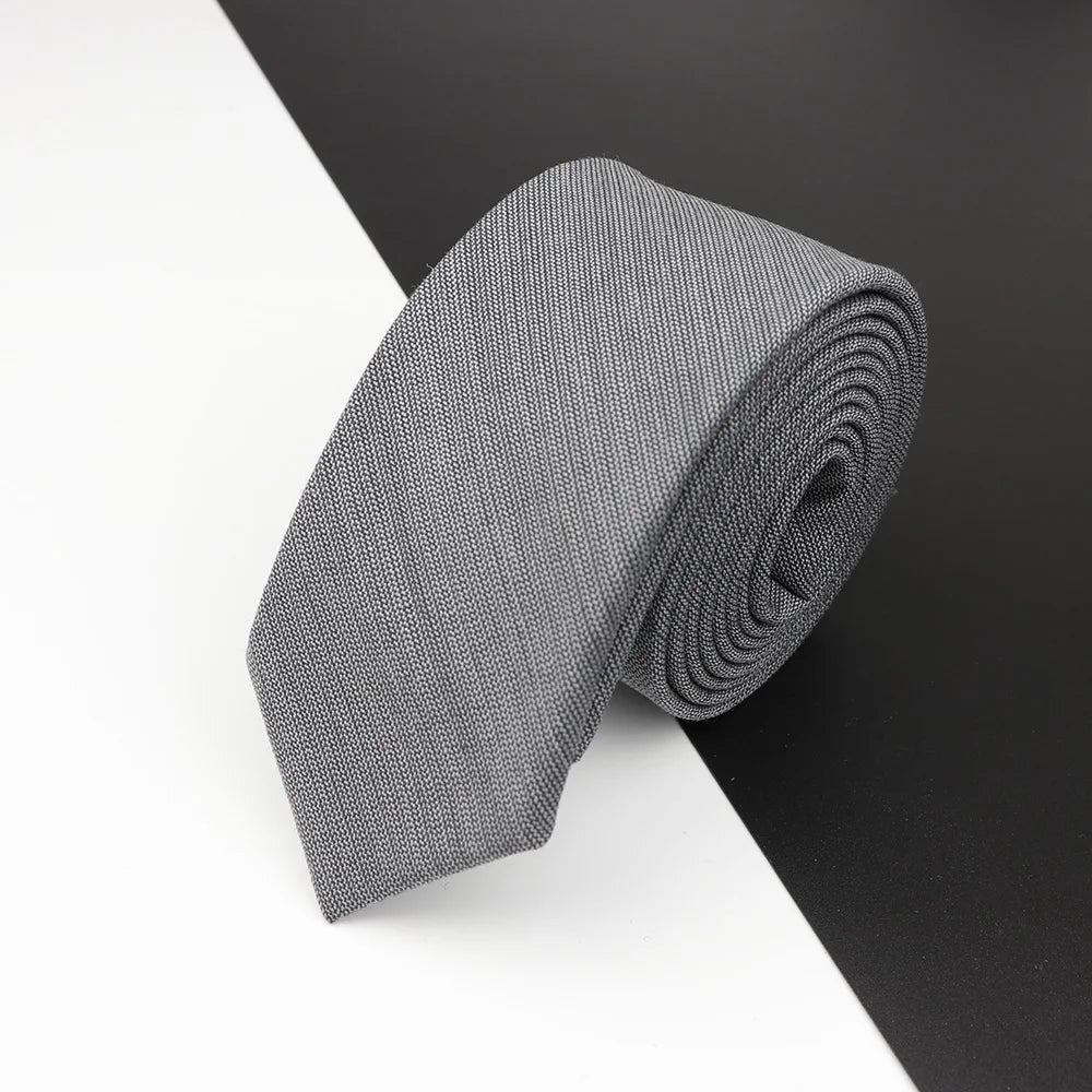 High Quality Classical Color Black Grey Skinny 100% Wool Tie Men Necktie For Business Meeting Fashion Shirt Dress Accessories