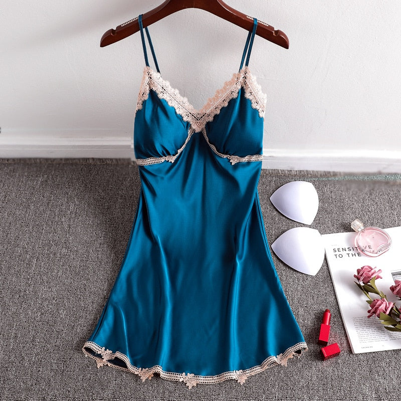 Lace Women's Nightdress Girl Sleepwear Silk Pijama Woman Dress Female Sling Nightwear Clothing 2021 Fashion Ladies Homewear