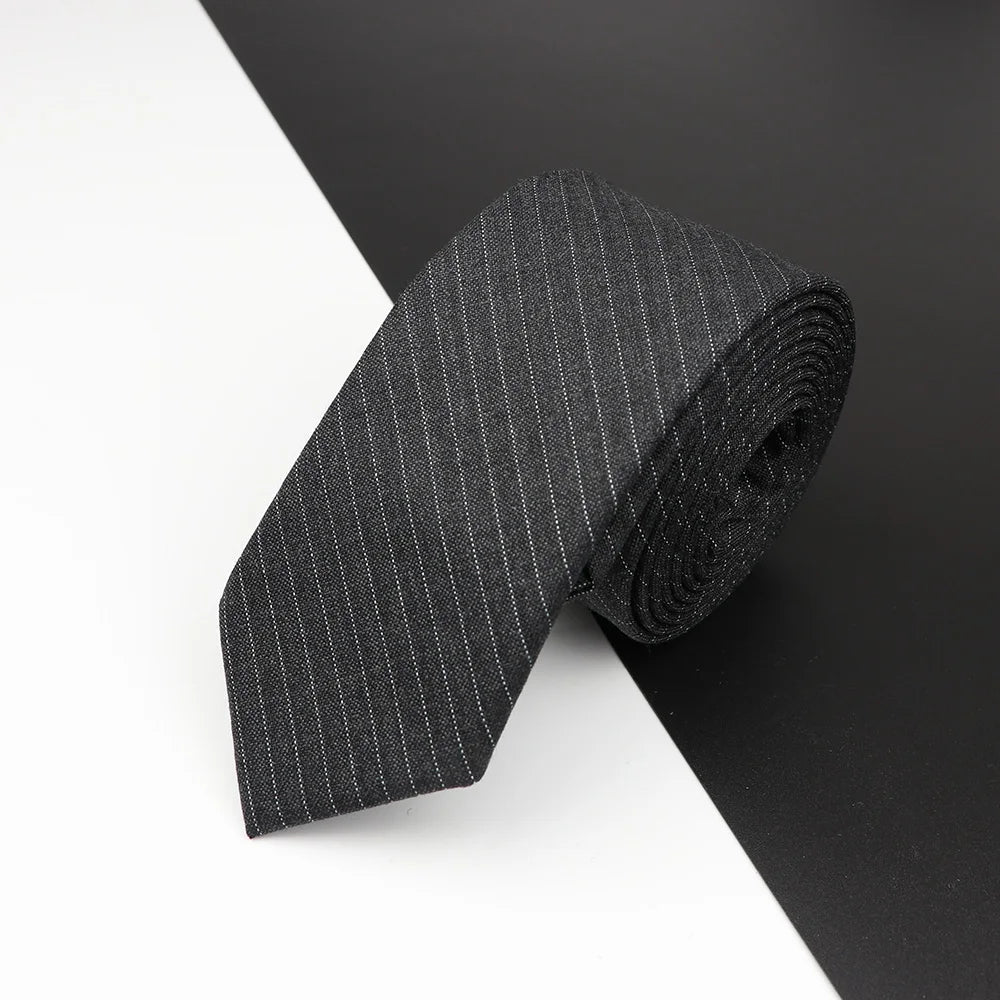 High Quality Classical Color Black Grey Skinny 100% Wool Tie Men Necktie For Business Meeting Fashion Shirt Dress Accessories