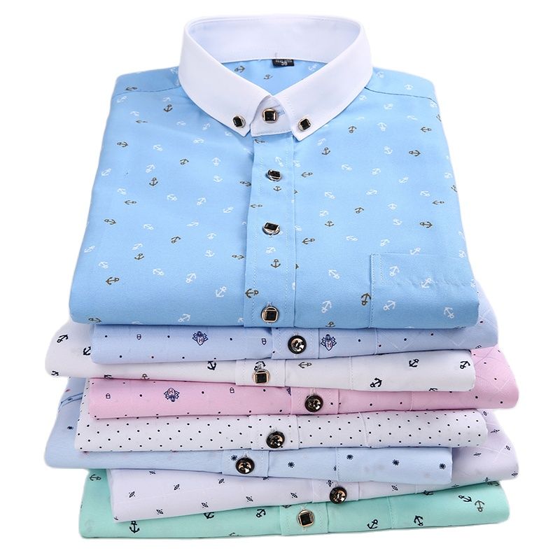Men Long Sleeve Casual Shirt Spring Autumn Floral Printed Plaid Pocket Shirts Soft Comfortable Dress Man Wedding Party Shirt
