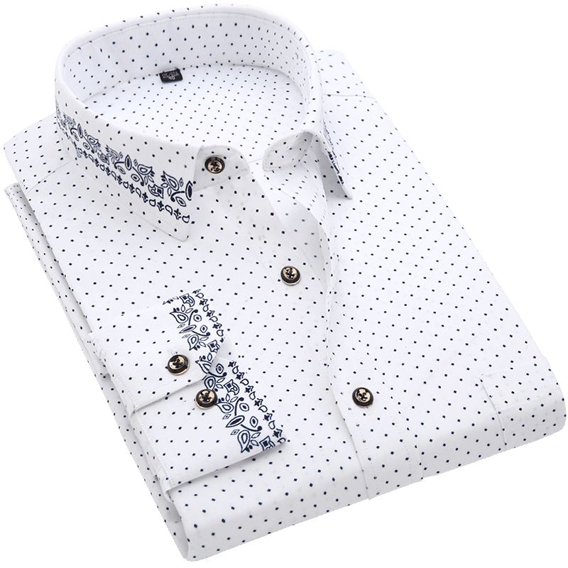 Men Long Sleeve Casual Shirt Spring Autumn Floral Printed Plaid Pocket Shirts Soft Comfortable Dress Man Wedding Party Shirt