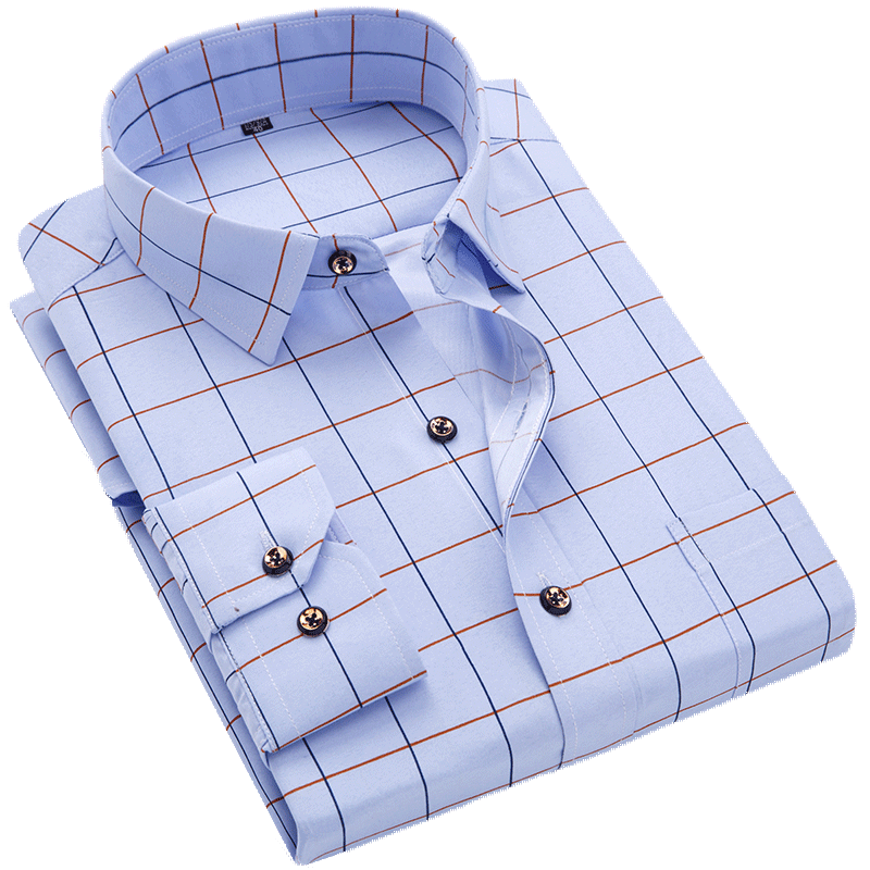 Men Long Sleeve Casual Shirt Spring Autumn Floral Printed Plaid Pocket Shirts Soft Comfortable Dress Man Wedding Party Shirt