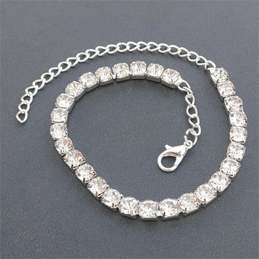 Iced Out Bling White Tennis Chain Anklet Bracelets For Women Hip Hop Cubic Zirconia Leg Chain Foot Jewelry Friendship Gift