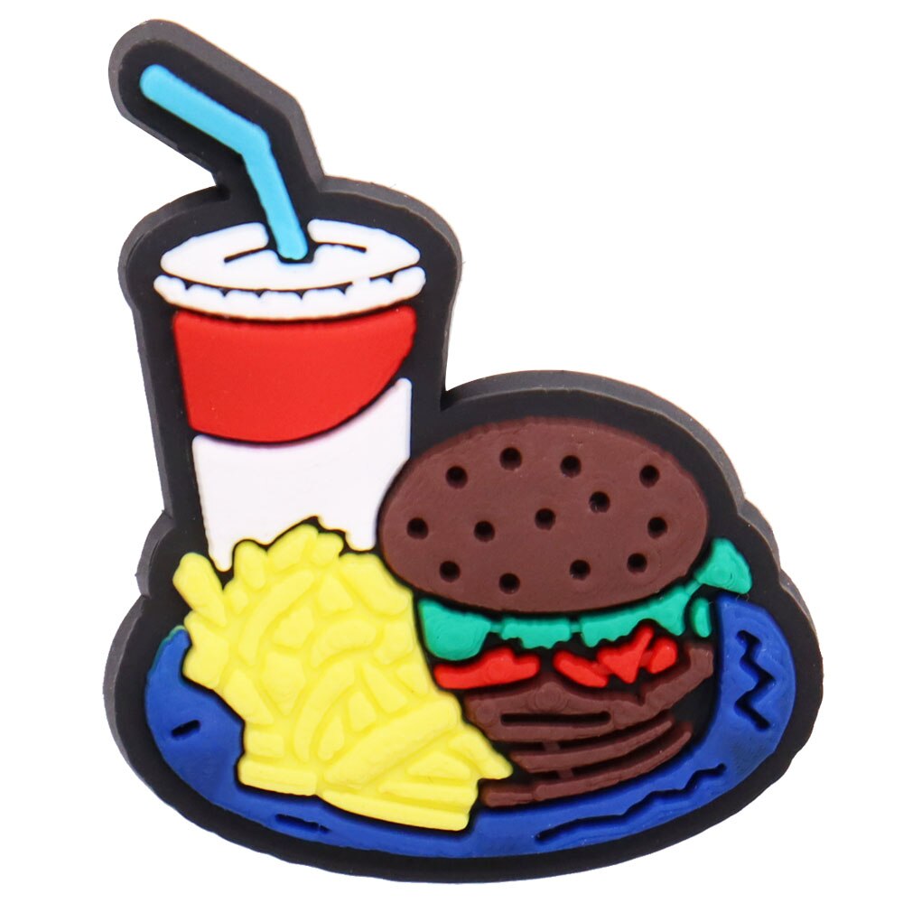 Single Sale 1pcs Pizza Chips Drink Cookies Shoe Charms Accessories Decorations PVC Croc jibz Buckle for Kids Party Xmas Gifts