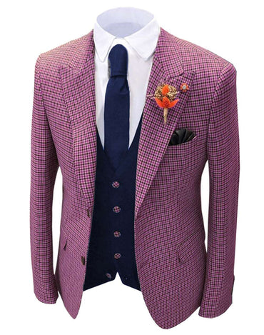 1 piece Orange Men's Plaid Wool Tweed Blazer Groomsmen Tuxedo