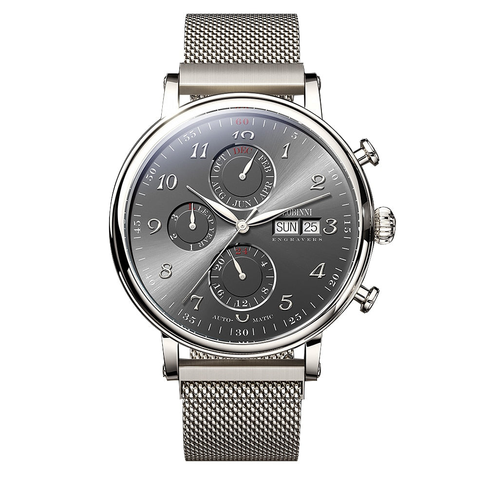 LOBINNI Luxury Mechanical Gear Watch Men gift Seagull Movement Automatic Black Self Winder Sapphire Watch Brand Men Metal Bezel
