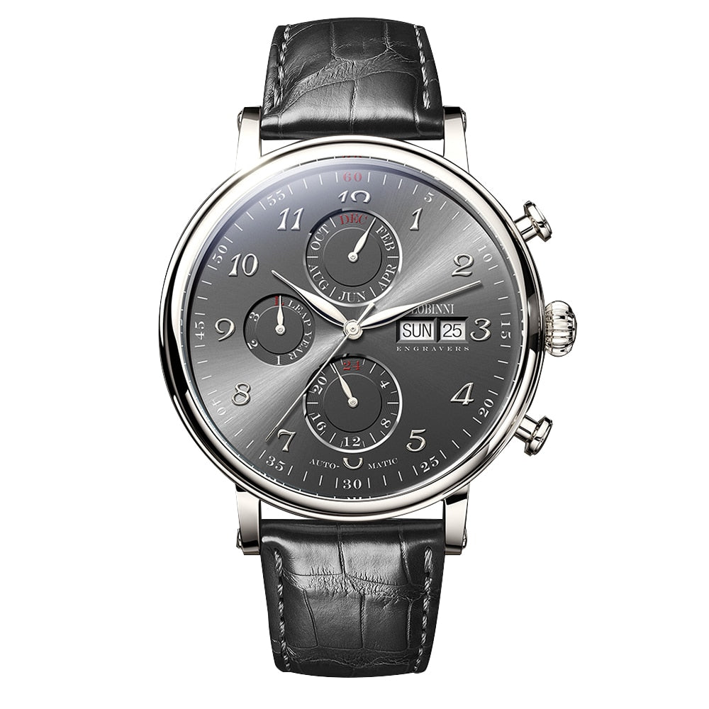 LOBINNI Luxury Mechanical Gear Watch Men gift Seagull Movement Automatic Black Self Winder Sapphire Watch Brand Men Metal Bezel