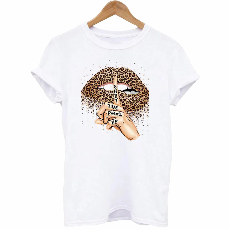 Leopard Print Lips Patches For Clothes Heat Transfer Thermal Stickers DIY Washable T-Shirts Iron On Transfer Girls Lips Patches