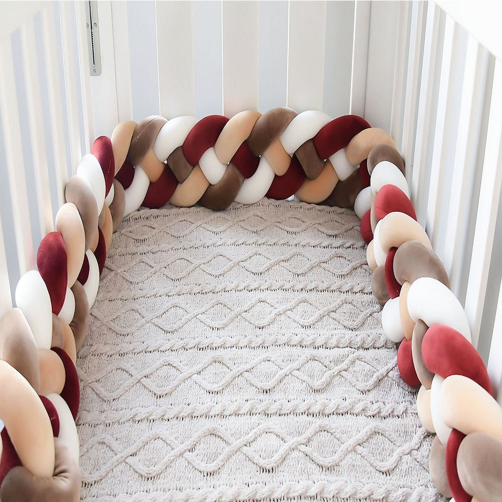 2M/3M Baby Bed Bumper Tour De Lit Bebe Newborn Crib Bumper 4 Braided Knot Baby Crib Bedding Set Bumper Protector